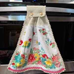 Floral Crochet Kitchen Towel